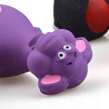 1個紫色大象,白色牛,棕色狗和黑色驢子的橡膠吱吱作響的狗玩具 - 彩色 - 查看 6