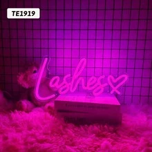 Lashes Neon Sign, Pink Neon Light Sign For Bedroom, Led Neon Sign Light For Wall Decor, Room Decor, Used For Eyelash Studio And Lash Salon Decoration - Pink - View 5