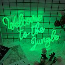 1入組“welcome To The Jungle”綠色字母led霓虹燈,usb供電,適用於臥室牆壁,房間裝飾,派對,婚禮,訂婚和掛牆燈 - 綠色 - 查看 3