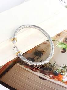 Stainless Steel Hook Shape Twist Cable Cuff Bangle - One-size - View 7