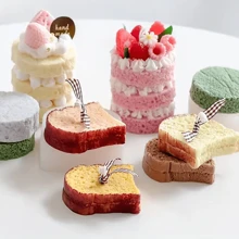 1pc Sliced Bread Mold Simulation Mini Toast Slice Silicone Mold Shaped Aromatherapy Candle Mold - White - View 5