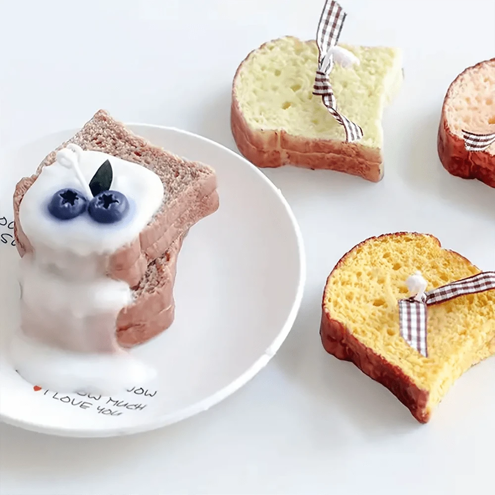 1pc Sliced Bread Mold Simulation Mini Toast Slice Silicone Mold Shaped Aromatherapy Candle Mold - White - View 1