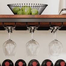 66 Bottles Wine Rack Freestanding Floor Wine Bottle Organizer Shelf  For Liquor And Glasses, 6-Tier Bar Cabinet With Tabletop & Wine Glass Holder,	‎Rustic Brown - ‎質樸棕色 - 查看 7