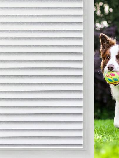 1 Roll  Privacy Window Film Non Adhesive Frosted Glass Film For Bathroom, Static Cling Removable Window Sticker For Home Office, Anti-UV Opaque Window Covering, Blinds Pattern
