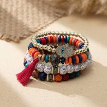 4pcs Boho Ngày lễ Phong cách Thủ công Bộ vòng đeo tay Với Vượt qua , Mắt ác , Hamsa , Lòng bàn tay , , Tua , lột vỏ Và Cơm Hạt , Hoàn hảo Đối với Của phụ nữ Mỗi ngày , Giải trí , Kỳ nghỉ , Buổi tiệc Mặc In Mùa Xuân Và Mùa hè - Nhiều màu - Xem 24