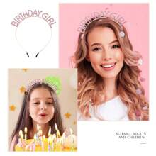1PC Pink Birthday Sash For Girl Pink Birthday Girl Sash Glitter Birthday Sash And Tiara For Girl Birthday Crowns For Girl Happy Birthday Decorations Accessories Rhinestone Birthday Girl Headband