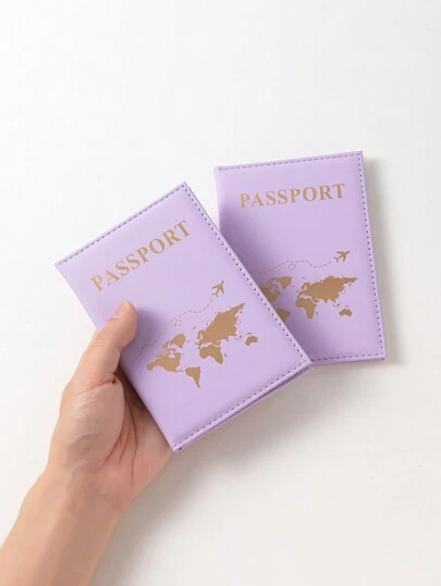 1pc Creative Purple Pu Passport Holder With Boarding Pass Holder, Fashionable Passport Case For Holiday Travel Protection For Travel Storage Bag,Makeup Bag,Cosmetic Bag,Vacation Organizer,Large Capacity Makeup Organizer Makeup Case, For Lipstick, Brush, Skincare, Mobile Phone, Coin, Small Items, For Home,Gift,Vacation And Festival Halloween Christmas Multifunctional Use,Boho Vibes