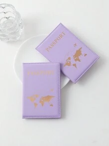 1 件创意紫色 PU 护照夹带登机牌夹，时尚护照夹适用于假日旅行保护，适用于旅行储物袋、化妆包、化妆包、度假收纳袋、大容量化妆品收纳盒化妆盒，适用于口红、刷子、护肤品、手机、硬币、小物品，适用于家庭、礼物、度假和节日万圣节圣诞节多功能用途，波西米亚风情 - 紫色 - 查看 3