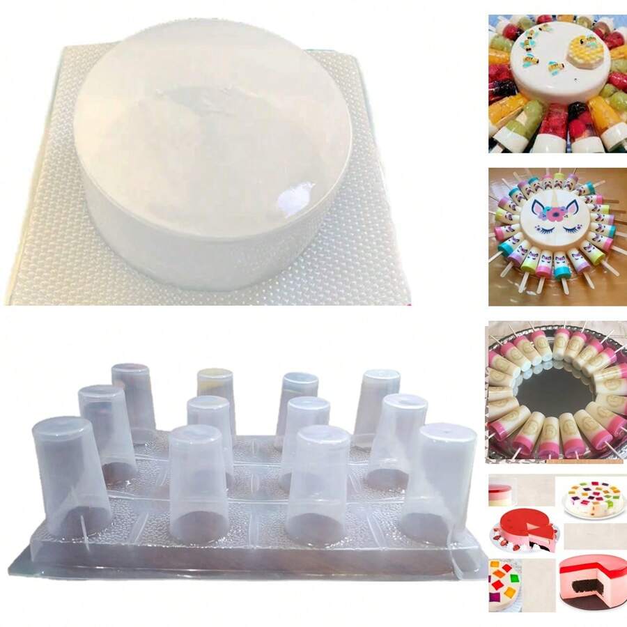 Set de 1 molde para gelapaletas de 12 cavidades c/u + 1 curculo de 20 cm - Blanco - Ver 1