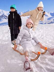 Annil Boys And Girls Thickened And Warm Winter Fashion Casual Hooded Windproof Long Tween Girl Down Jacket Gray - Grey - View 2