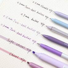 WRITECH Gel Pens Journaling Highlighters: Journal Set Aesthetic Assorted Pastel Color Ink 0.5mm Fine Point Retractable 0.7mm Black Pen Smooth Writing Drawing No Bleed 7ct - Purple - View 3