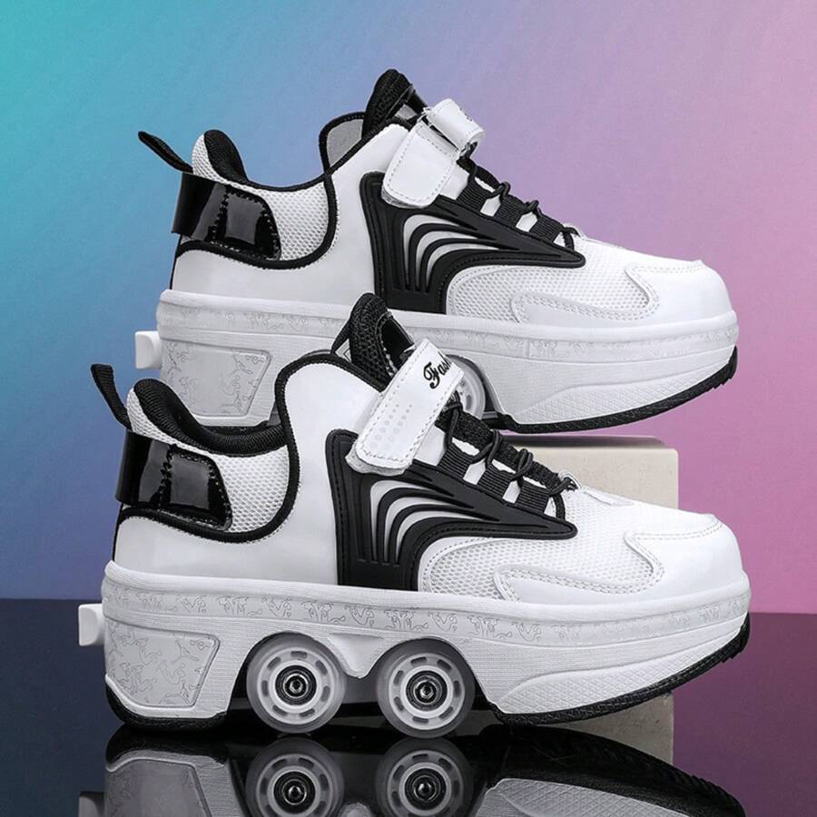 Teenagers' Outdoor Sports Transformable Shoes With Adjustable Wheel