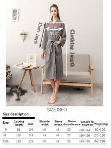 1pc Lightweight Fashionable Home & Beach & Couples & Skin-Friendly & Simple Grid Pattern Bathrobe With Quick Water Absorption Summer Wedding Home Bathroom Decor Back To School - Grey - View 5