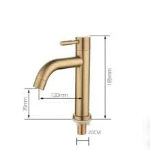 SUS304 Single Cold Tap Brushed Gold Basin Faucet Bathroom Faucet Water Faucet Waterfall Bathroom Tap 304 Stell Stainless Bathroom Accessories Bathroom Tools - Gold - View 2
