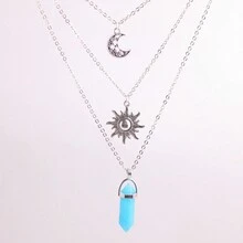 1 Miếng Ba Lớp Chuỗi mặt trời & Thiết kế mặt trăng Hợp kim Đá tự nhiên Mặt dây pha lê Dây chuyền , Lục giác Cột riêng Năng lượng Áo len Chuỗi , Bán sỉ In Thẻ bao bì - Đá tự nhiên - Xem 6