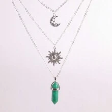 1 Miếng Ba Lớp Chuỗi mặt trời & Thiết kế mặt trăng Hợp kim Đá tự nhiên Mặt dây pha lê Dây chuyền , Lục giác Cột riêng Năng lượng Áo len Chuỗi , Bán sỉ In Thẻ bao bì - Đá tự nhiên - Xem 4