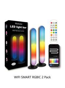 2 包 RGBIC 智能 LED 灯条，带 2.4G 遥控器 USB 供电，游戏灯，背光 RGBIC WiFi 电视背光，用于游戏、语音控制照明、图片、PC、电视、房间装饰游戏设置的音乐模式和音乐模式，灯光效果 DIY - 彩色 - 查看 9