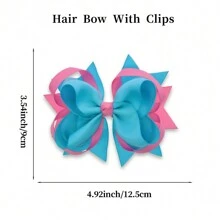 2Pcs 5 Inch Hair Bow Fashionable Children Girl Hair Bows With Clips For Festivals Gift - Multicolor - View 5