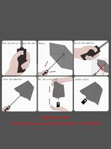 1 pieza Paraguas plegable automático con mango de gancho, portátil, anti-UV, paraguas de viaje con gran dosel para la escuela, oficina, hogar, refrescante en verano, playa, viaje