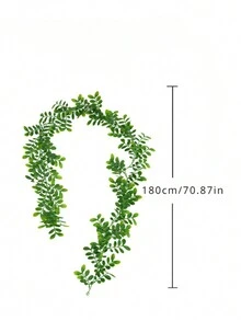 1入組人工常春藤葉&尤加利&葡萄藤壁掛植物裝飾,適用於家居 - 綠色 - 查看 2