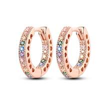 Earring For Women Exquisite Hoop Earrings Inlaid Colorful Sparkling Zirconia Design Silver Color Multiple Colors Available Hypoallergenic Jewelry Pretty Female Gift - KTE112 - View 13