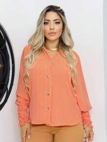 Women Blouses - 橘色 - 查看 1