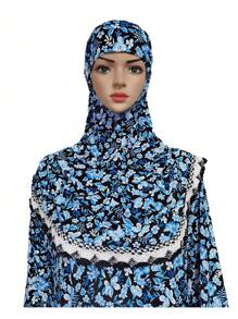 Áo choàng dài trùm đầu họa tiết hoa loa kèn Boho dành cho nữ dùng để thờ cúng, dáng rộng, có tay áo và băng đô Hijab cho trang phục Abaya che mặt - Nhiều màu - Xem 8