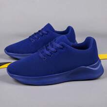 Zapatos Deportivos Livianos Para Mujer, Para Exterior, Moda Para Caminar, Con Suela De Goma, Zapatillas Deportivas Casuales Con Cordones, Zapatos De Gimnasio Para Mujeres, Color Azul Rey - azul real - Ver 4