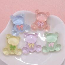 10pcs 5 Color Cute Transparent Bear Shape Diy Resin Plastic Hair Accessories Summer, School - Multicolor - View 1