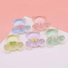 10pcs 5 Color Cute Transparent Bear Shape Diy Resin Plastic Hair Accessories Summer, School - Multicolor - View 3