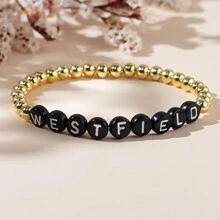 1 Miếng Tối giản Và Khác Tiếng Anh 18K Mạ vàng Đồng Hạt Của phụ nữ Vòng tay , Gấp lại , Ngày lễ Mẹ Qủa tặng , Qủa tặng - vòng tay bảng chữ cái - Xem 18