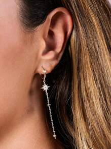 1對S925純銀吊墜耳環，適用於女性日常裝飾、婚禮訂婚新娘珠寶、假日配戴 - 銀色 - 查看 1