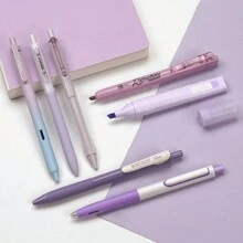 WRITECH Gel Pens Journaling Highlighters: Journal Set Aesthetic Assorted Pastel Color Ink 0.5mm Fine Point Retractable 0.7mm Black Pen Smooth Writing Drawing No Bleed 7ct - Purple - View 5