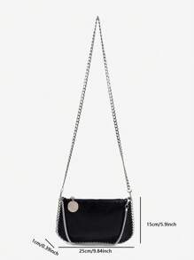 Handmade Silver Metallic Color Chain Details Croissant Shape Bag With Multiple Usage, Can Be Used As Handbag, Shoulder Bag, Crossbody Bag - màu đen - Xem 6