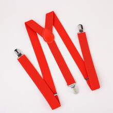 1pc Classic Solid Color 2.5cm Wide Y-Back Suspender Strap With Anti-Slip Adjustable Elastic Band & 3 Clips, For Men & Women's Wedding, Festivals, Cosplay, Street Dancing, Stage Performance, Parties, Halloween, Christmas, Magic Show, Graduation