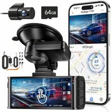 [ F7N Touch+Hardwire Kit ]REDTIGER 4K Dash Cam Front And Rear, Touch Screen 3.18 Inch, Free 64GB Card, Car Dash Camera Built-In WiFi GPS, UHD 2160P Night Vision, WDR, Parking Monitor - Black - View 1