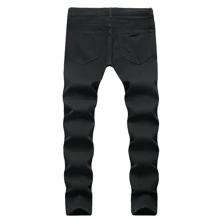 Jeans para hombre, de tiro ajustado, con roto y desgastados, Jeans Rotos Mezclilla Stretch Negro Hombre - Negro - Ver 9