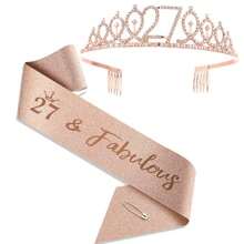 2 cái/bộ Golden Years Old 25-36th 1pc Vương miện pha lê Rhinestone + 1pc Khăn choàng Tiara Trang trí kỷ niệm sinh nhật Khăn choàng satin mừng sinh nhật Đồ dùng tiệc Băng đô cài tóc Lược chải tóc Nữ hoàng sinh nhật Băng đô cài tóc cho nữ - Nhiều màu - Xem 23