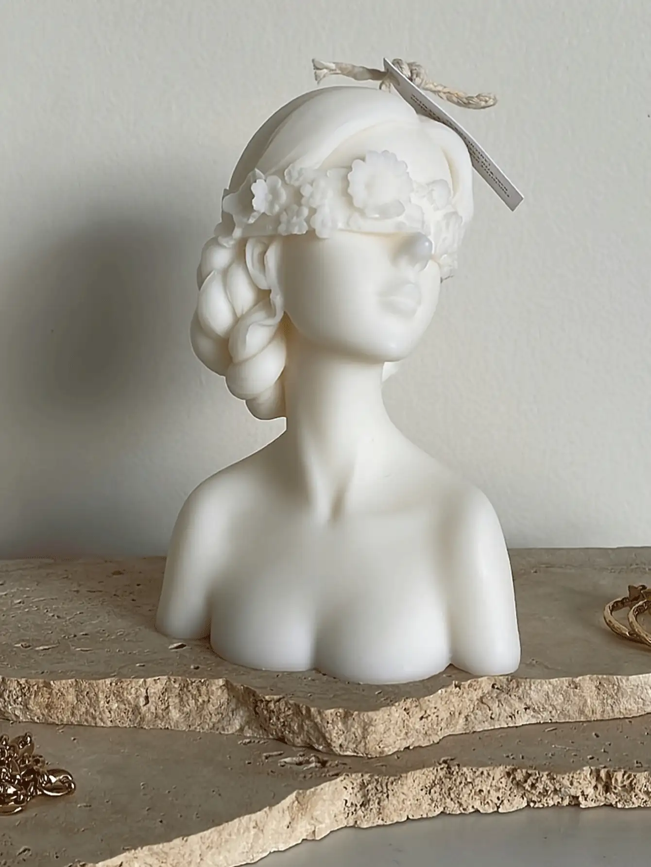 1 件 3D 蜡烛硅胶模具，闭眼和眨眼女孩造型，适用于 DIY 珠宝、石膏雕塑、香薰蜡烛、烛台、家居装饰树脂铸件 - 白色 - 查看 6