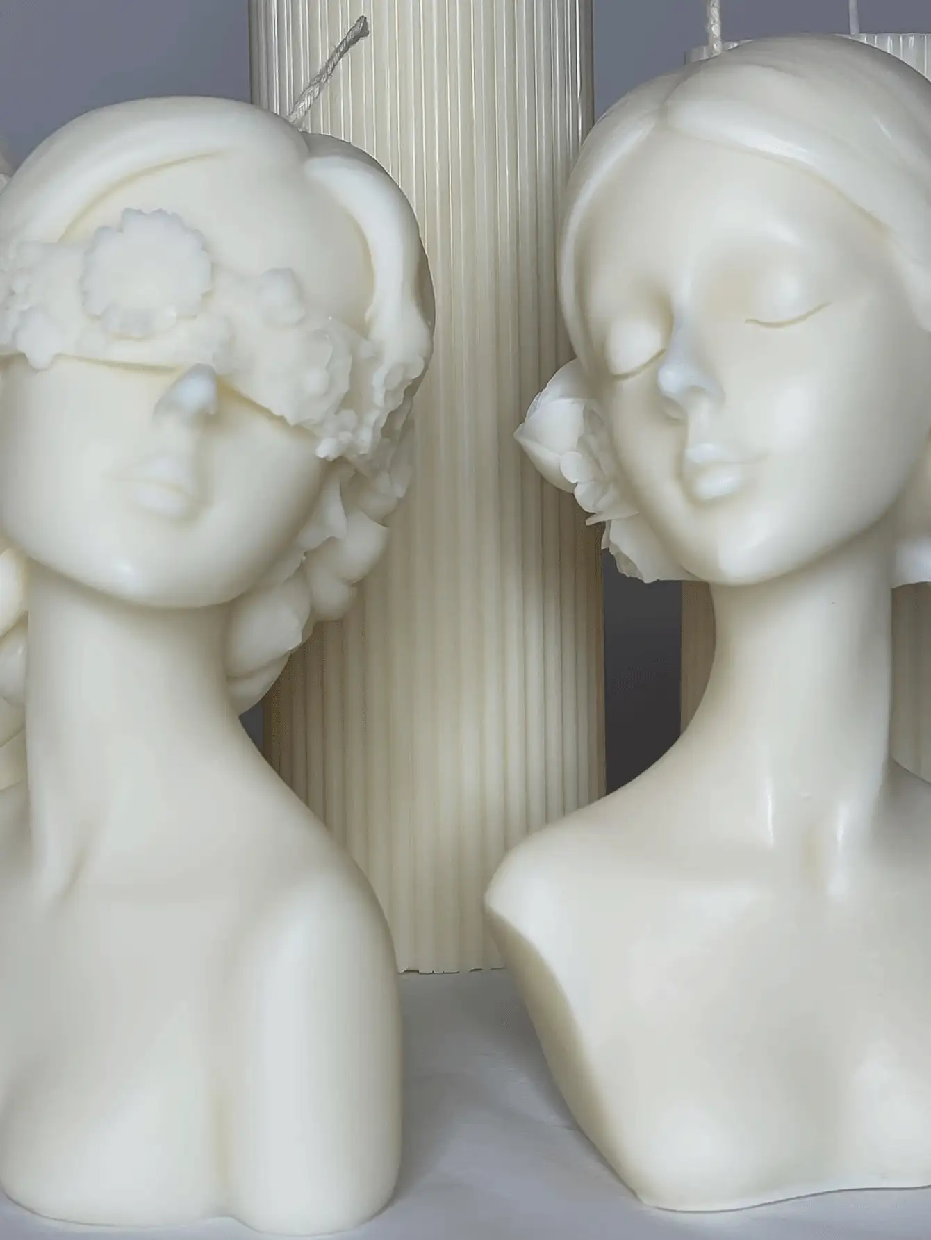 1 件 3D 蜡烛硅胶模具，闭眼和眨眼女孩造型，适用于 DIY 珠宝、石膏雕塑、香薰蜡烛、烛台、家居装饰树脂铸件 - 白色 - 查看 5