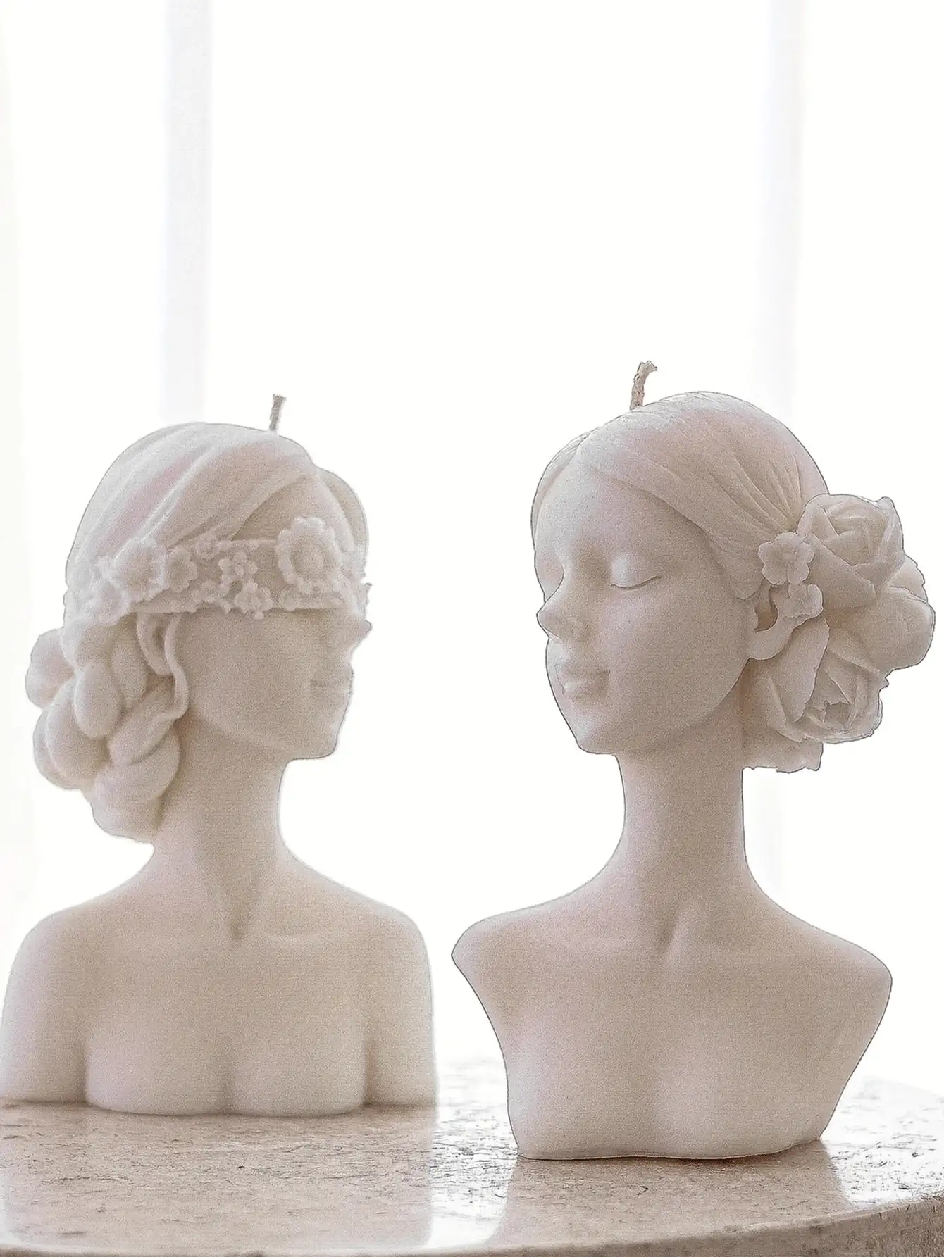 1 件 3D 蜡烛硅胶模具，闭眼和眨眼女孩造型，适用于 DIY 珠宝、石膏雕塑、香薰蜡烛、烛台、家居装饰树脂铸件 - 白色 - 查看 4