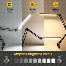 OYAJIA LED Desk Lamp, Adjustable Swing Arm Table Lamp With Clamp,Eye-Caring Architect Desk Light,Dimmable Lamp For Home Office With USB,3 Lighting Modes With 10 Brightness Levels,10W - Black - View 11