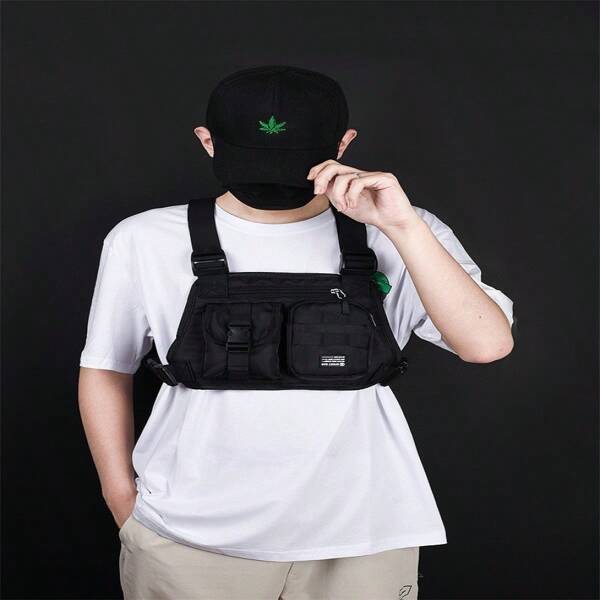 8 Cor Funcional Tático Saco Peito Moda Bala Hip Hop Streetwear Colete Saco Pacote De Cintura Mulheres Rig Peito Preto Saco