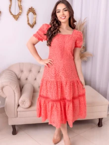Women Dresses - Coral Pink - View 3