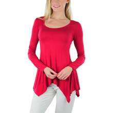 ToBeInStyle Women's Long Tunic Tops - Boat Neck Trapeze - Burgundy - View 6