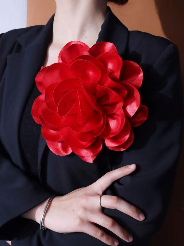 20 厘米个性化超大夸张布玫瑰花胸针，复古优雅欧美风格扣环，适合晚会或婚礼的服装配饰，情人节情人节礼服配饰，衣服别针，包包饰品，学校办公室配饰，衬衫夹克首饰，万圣节衣服别针，有趣可爱的教师礼物00 圣诞节