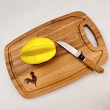 1入組實木雞標切割板，適用於廚房奶酪和熟食板，帶有滴水槽和手柄，有機木質切割板帶有滴水槽，適用於肉類和蔬菜，六角托盤適用於甜點，咖啡和飲料，裝飾托盤