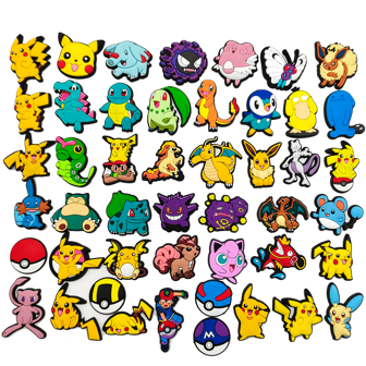 pocket monsters 47 件卡通口袋妖怪鞋饰，用于鞋子装饰饰品，可爱鞋子配件