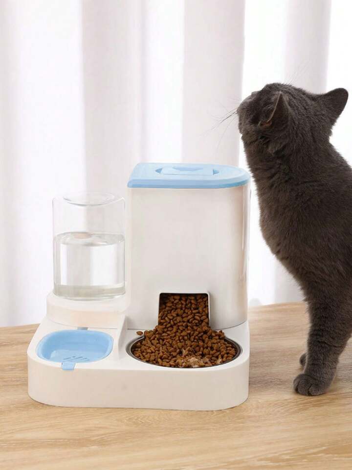 1pc Automatic Continuous Water Supply Cat Bowl Pet Water Dispenser And Feeder 2 In 1 Stainless Steel Drinking Bowl For Cats And Small Dogs SHEIN