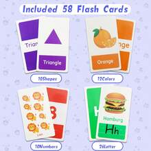 Preschool Flash Cards For Toddlers Ages 3 Years Old, 58 Pcs Alphabet Flash Cards Contains Letters, Colors, Shapes And Numbers, Learning Toy Educational Toys - Multicolor - View 5